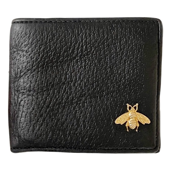 Gucci Other - ❤️SOLD❤️Gucci black leather Animalier bee bifold wallet unisex